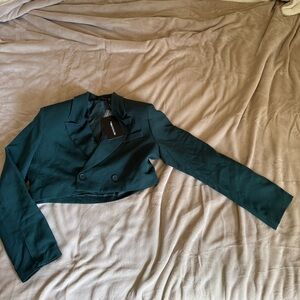 PrettyLittleThing Teal Cropped Blazer
